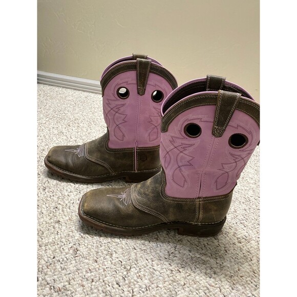 Rocky Big Girls Legacy 32 Waterproof Western Boot-Broad Square Toe Brown/Pink - Picture 11 of 12